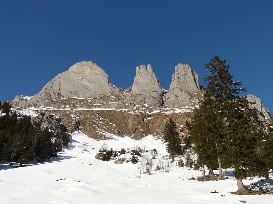 mountains, snow, winter, landscape, alpstein, massif, cold temperature HD wallpaper