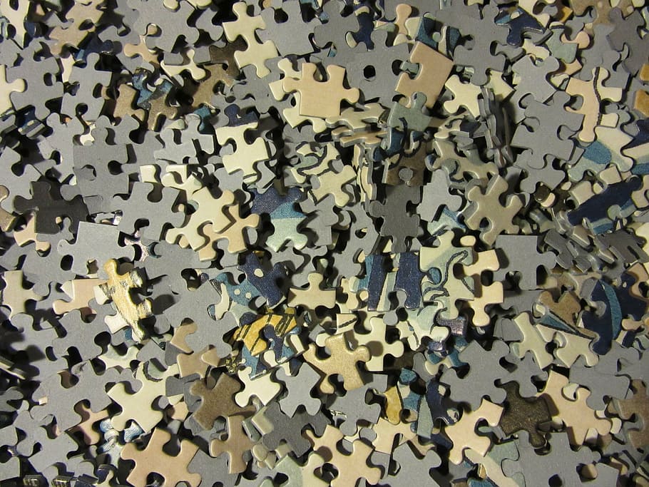 assorted jigsaw puzzle piece lot, pieces of the puzzle, mess, HD wallpaper