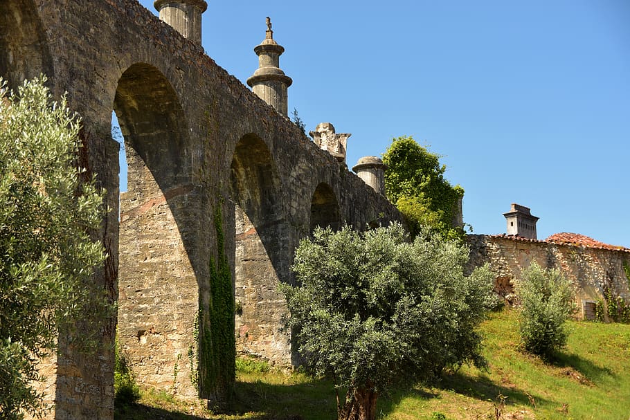 tomar, portugal, architecture, aqueduct, bridge, heritage, historic, HD wallpaper