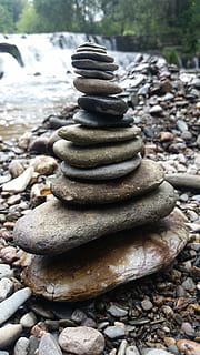 River, Stones, Tower, Weir, Water, nature, stone tower, bank HD wallpaper