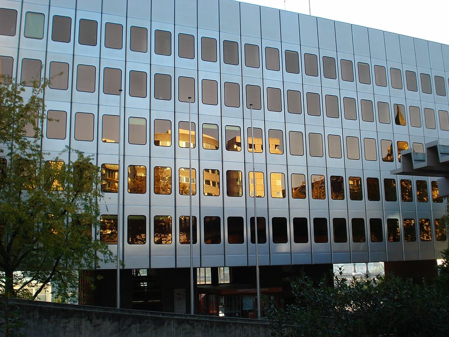 Building, Facade, Reflections, Lausanne, switzerland, mirrors HD wallpaper