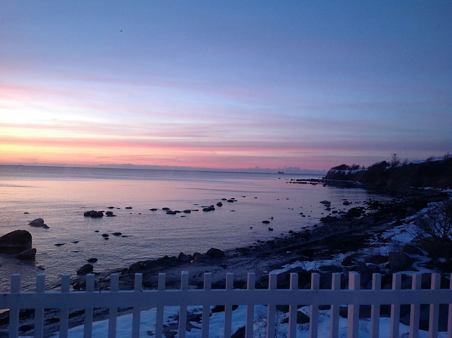 winter, sea, sky, beach, sunset, nature, coastline, water, scenics - nature HD wallpaper