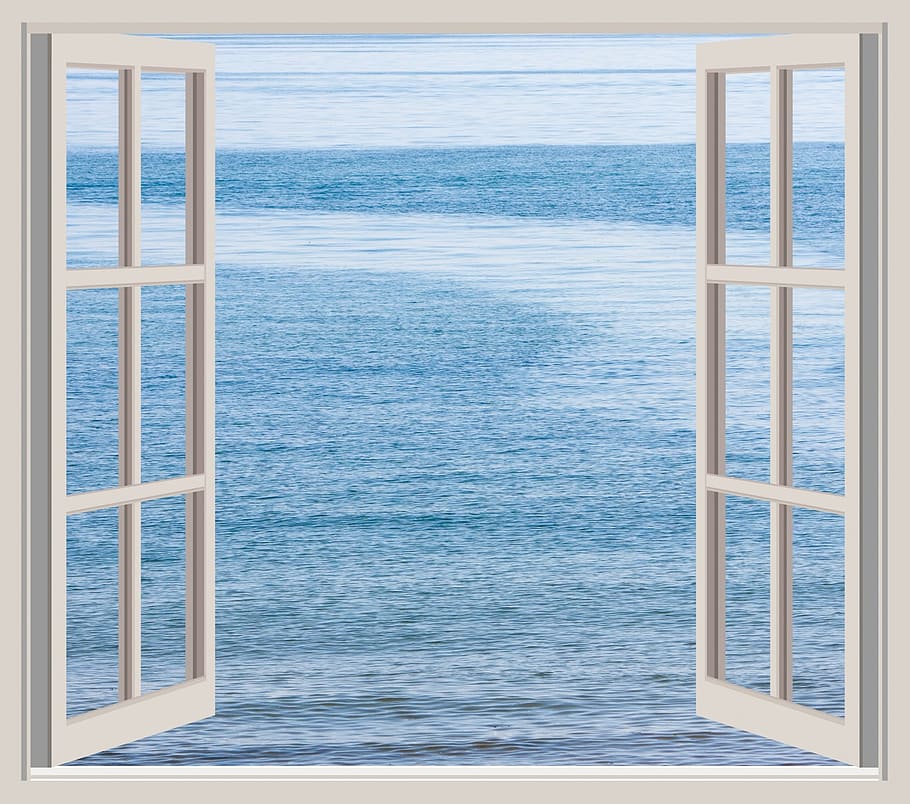 window view of a body of water, ocean, sea, blue, scene, seen, HD wallpaper