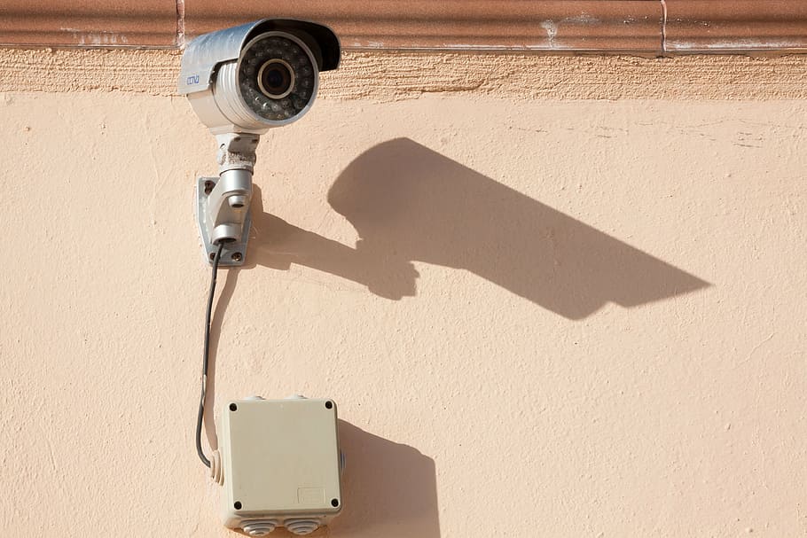 gray bullet surveillance camera, security, monitoring, watch