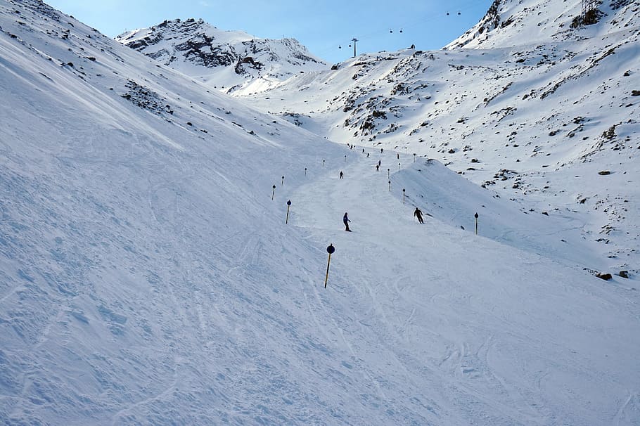 sölden, austria, skiing, mountains, alps, nature, slopes, snow-capped peaks HD wallpaper