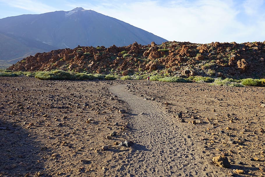 teide, away, path, sand, desert, lava, lava flow, basalt, teide national park, HD wallpaper
