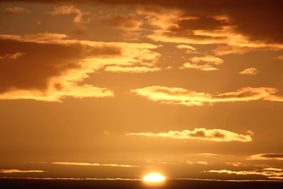 Sunset, Evening, abendstimmung, twilight, sky, clouds, dark HD wallpaper