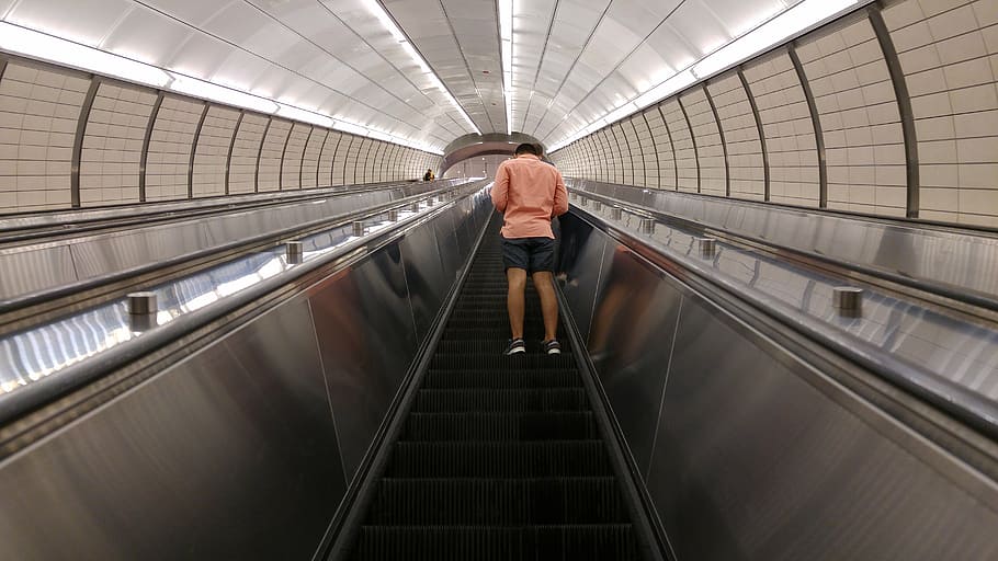 nyc, underground, modern, station, urban, tube, staircase, transportation HD wallpaper