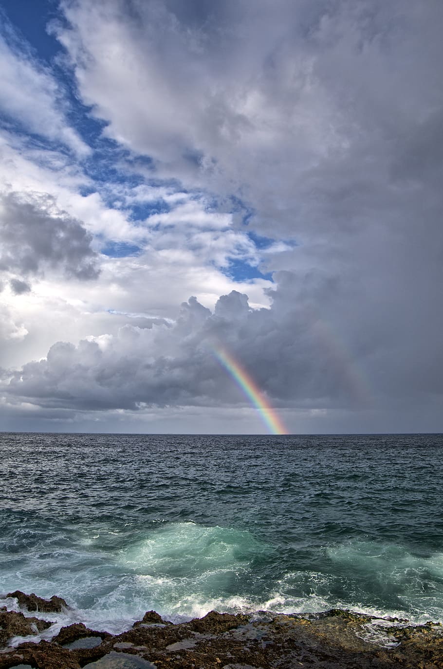 rainbow, sea, malecon, cuba, havana, clouds, water, beauty in nature HD wallpaper