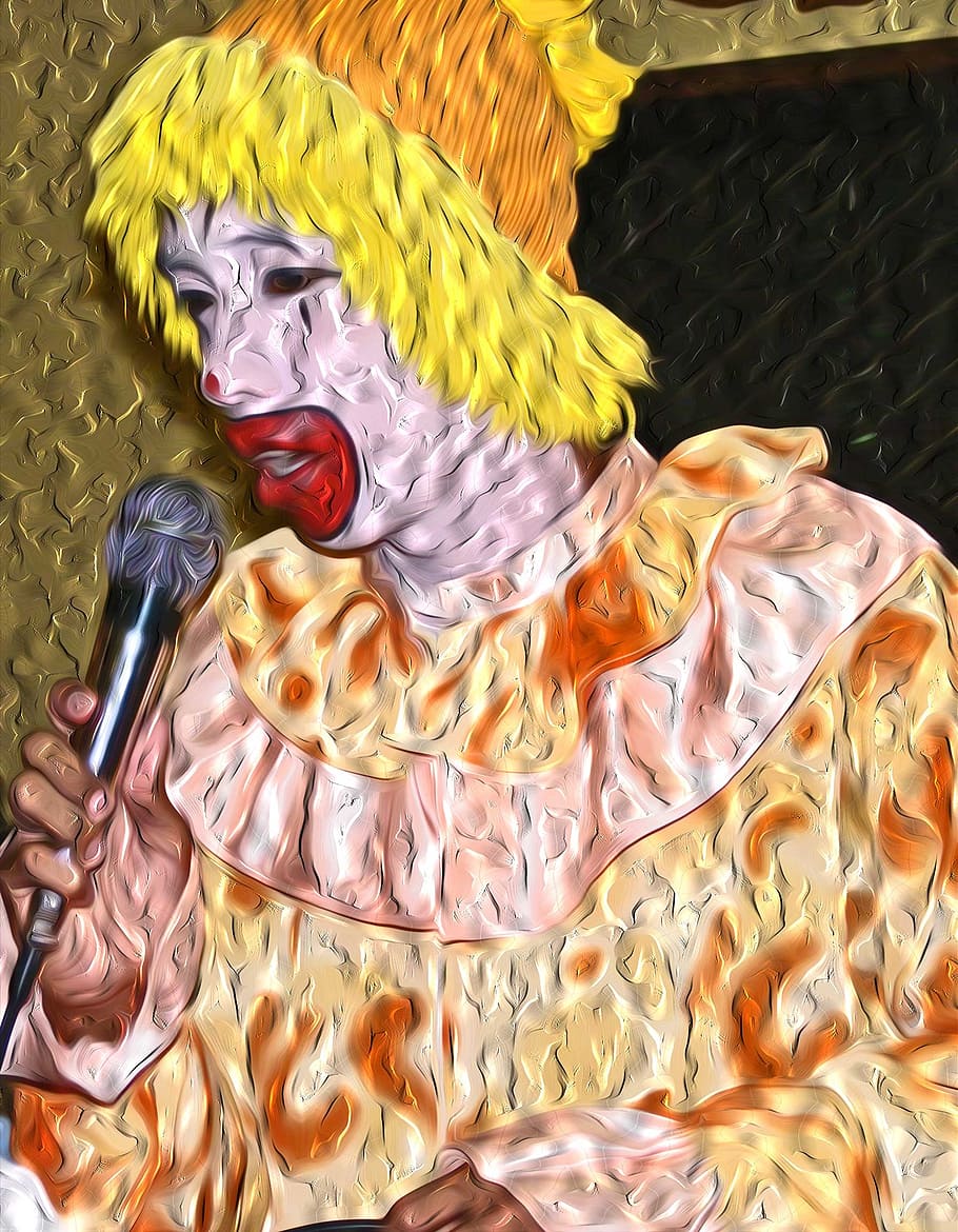 clown, yellow, microphone, no people, close-up, high angle view HD wallpaper