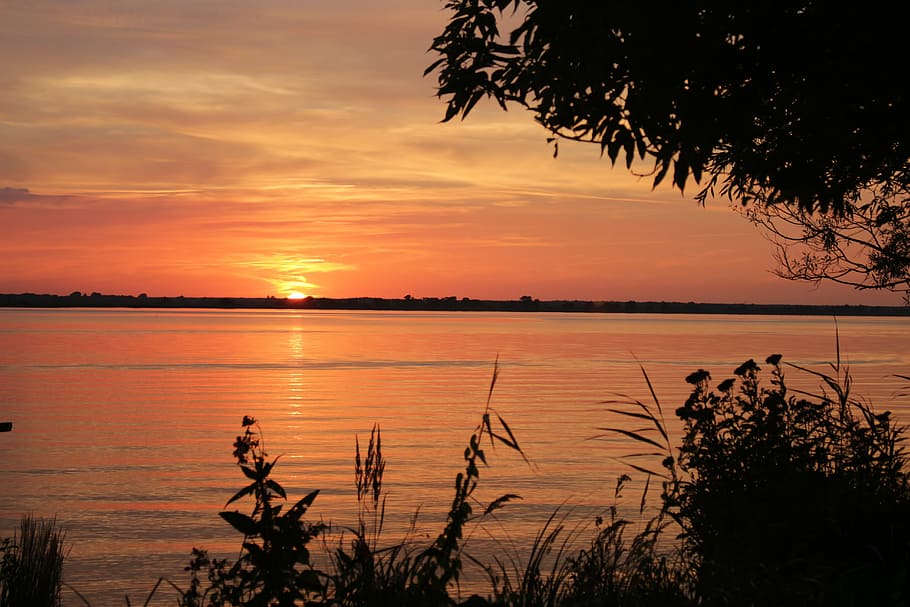 river, sunset, water, summer, the river odra, poland, landscape HD wallpaper