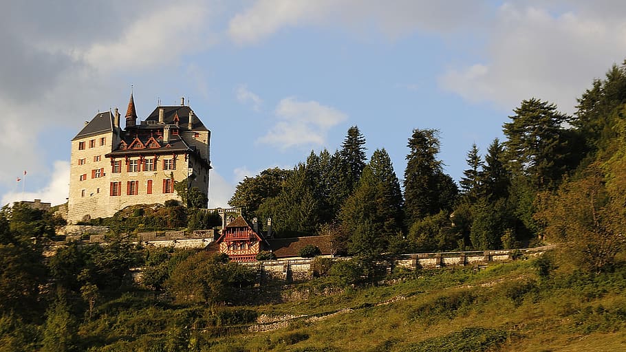architecture, outdoors, panoramic, tree, castle, building exterior HD wallpaper