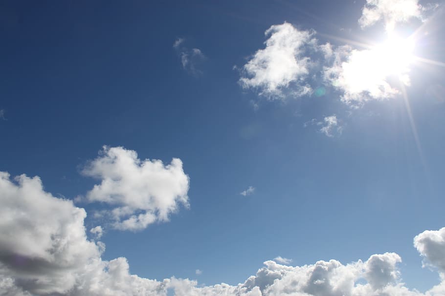 white clouds and blue sky, summer, blue sky clouds, landscape HD wallpaper