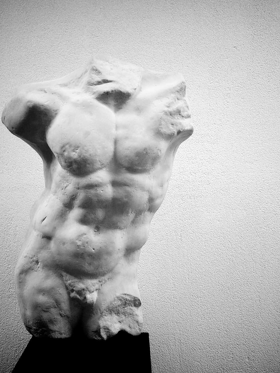 Torso, Stone Statue, human body part, anatomy, studio shot HD wallpaper