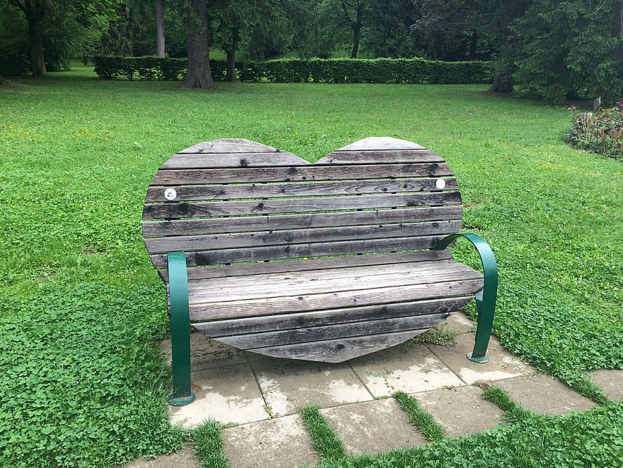 Heart, Bank, Romance, Wooden Bench, outdoors, nature, park - Man Made Space
