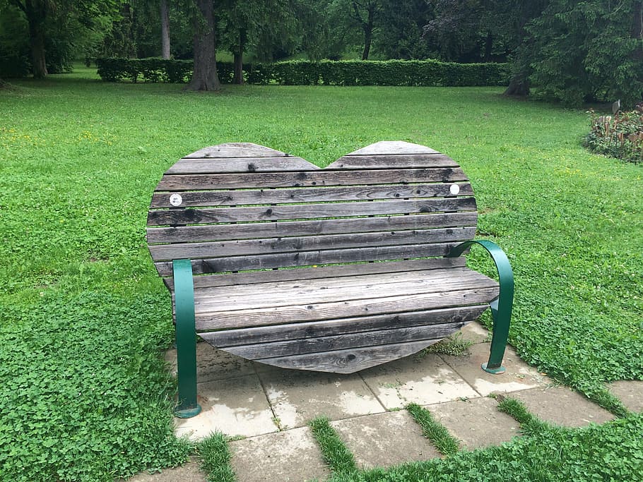 Heart, Bank, Romance, Wooden Bench, outdoors, nature, park - Man Made Space, HD wallpaper