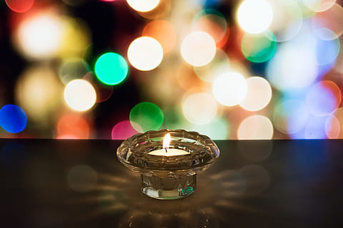 bokeh photography of lit votive candle, Light, Spa, Flame, Decoration HD wallpaper