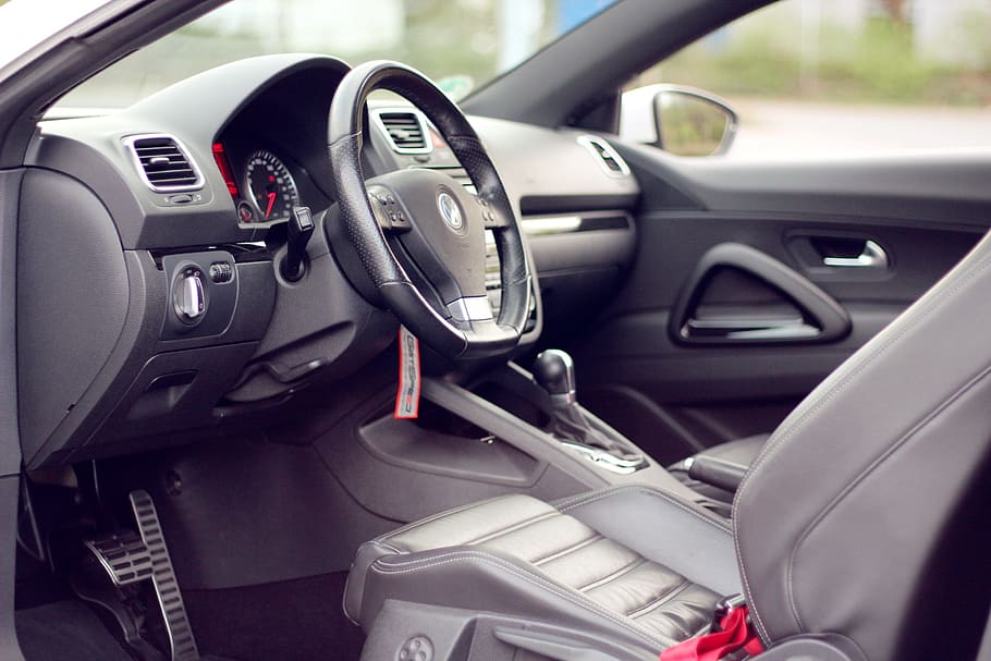 black vehicle steering wheel, auto, interior, vw, volkswagen HD wallpaper