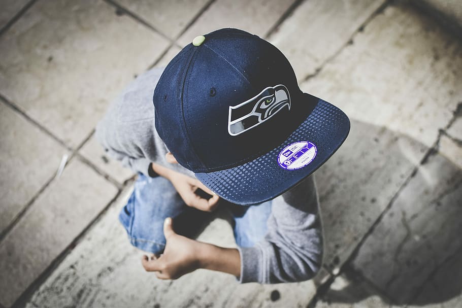 Hd Wallpaper Little Boy With Cap Boy Wearing Black Seattle Seahawks Fitted Cap Wallpaper Flare