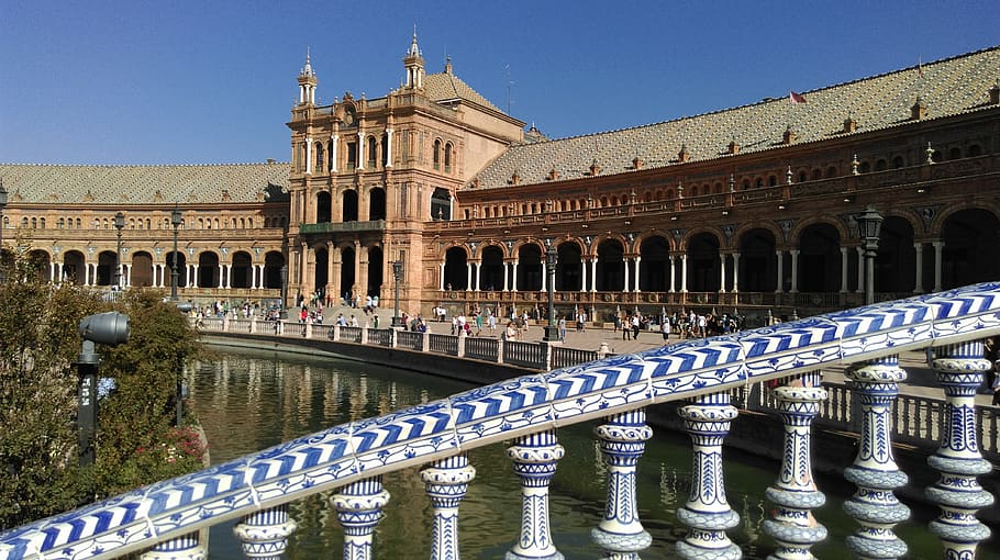 plaza, seville, palace, architecture, famous Place, built structure, HD wallpaper