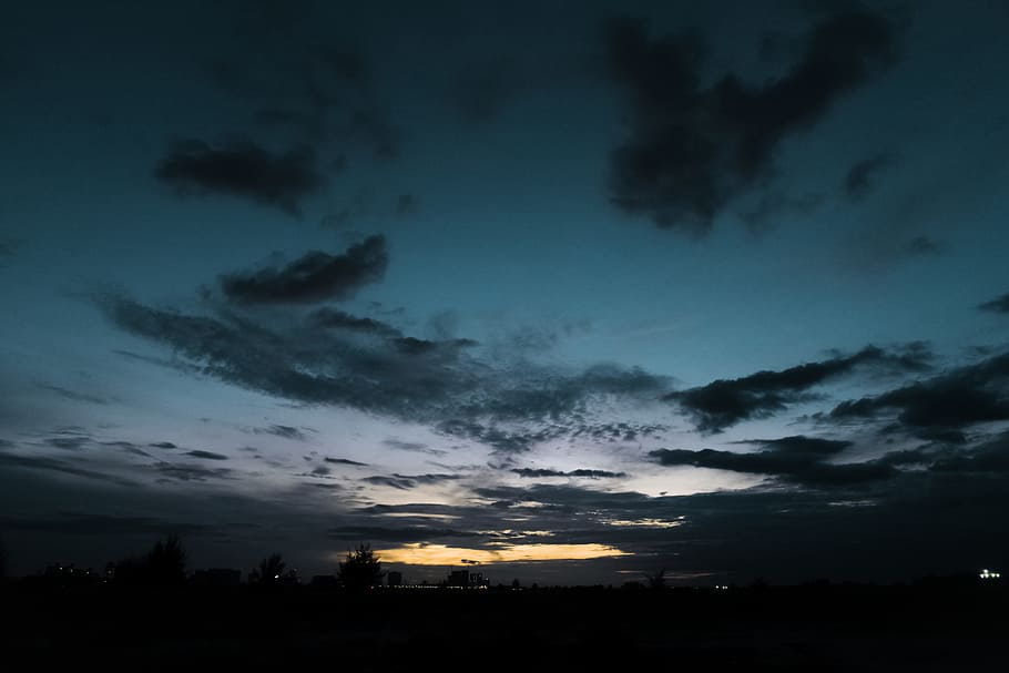 dawn, nature, sky, clouds, backlit, dark, dramatic, dusk, idyllic HD wallpaper