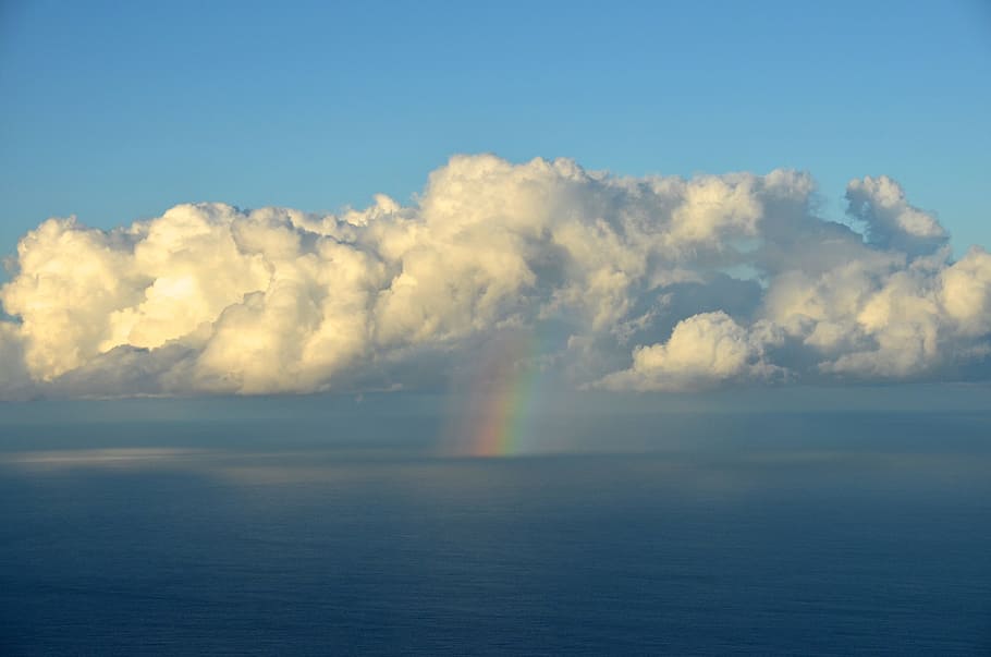 cloud, rainbow, sea, cumulus, mood, sky, nature, weather, water HD wallpaper