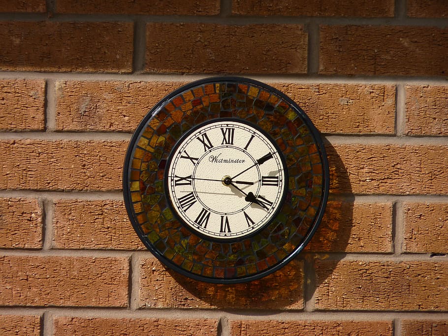 clock, wall, shadow, time, dial, round, timer, wall - building feature HD wallpaper