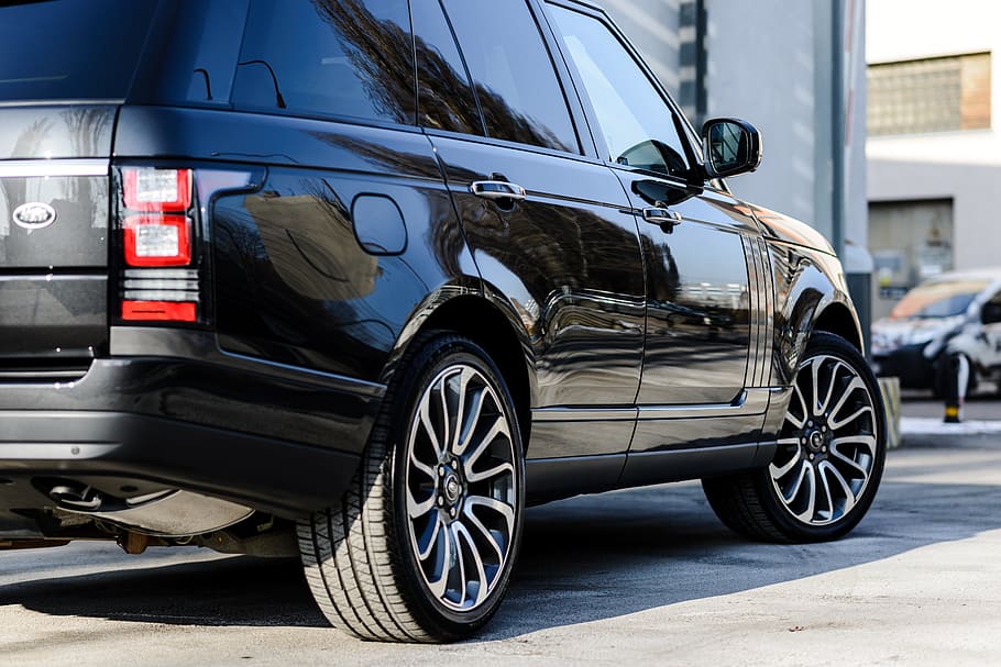 black Land Rover Range Rover SUV on concrete road, car, truck HD wallpaper