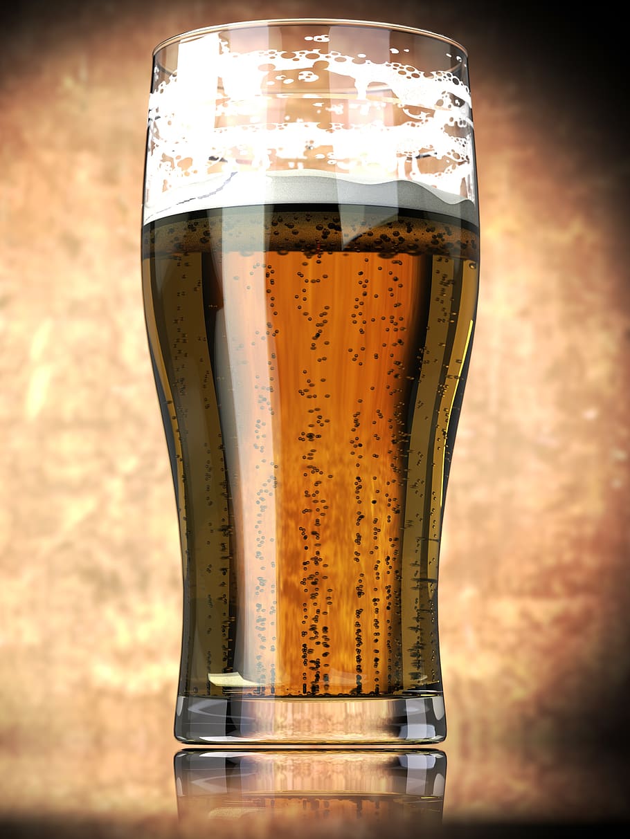 rendering, beer, glass, drink, refreshment, alcohol, bar, beverages HD wallpaper