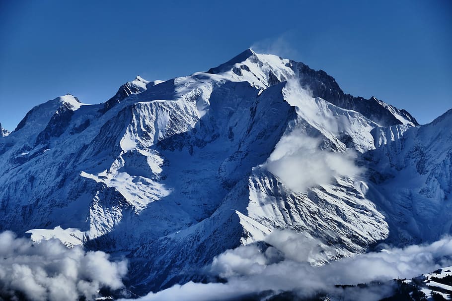 mountain covered by snow, peak, summit, winter, cold temperature HD wallpaper