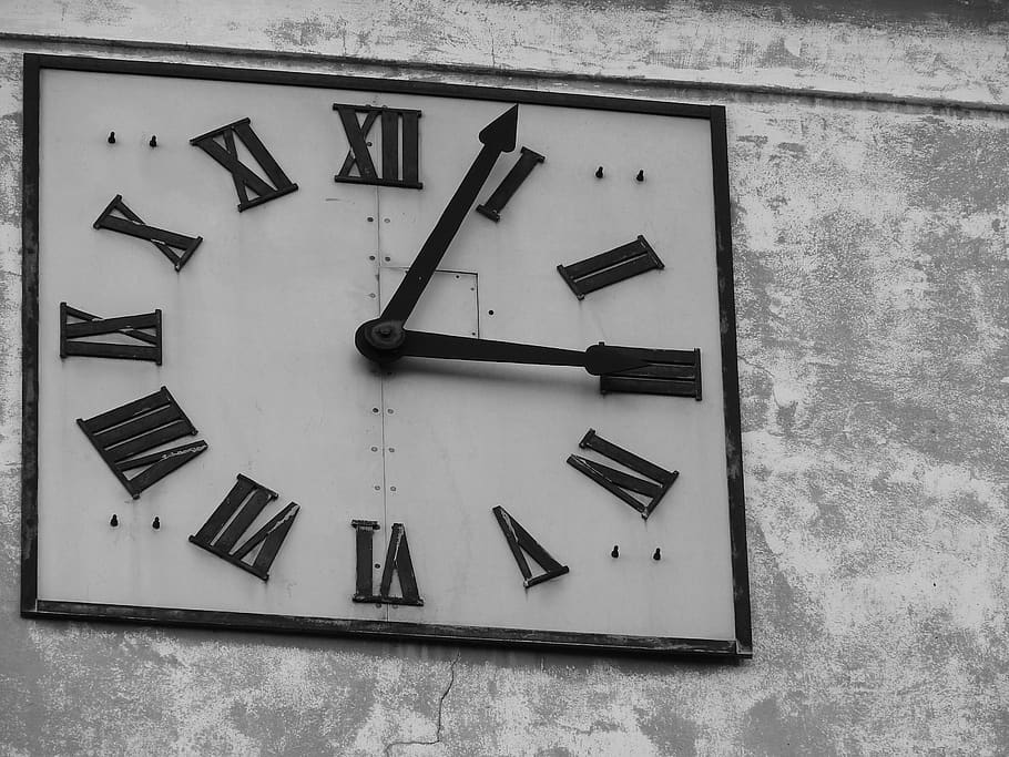 clock, dial, black and white, wall - building feature, no people HD wallpaper