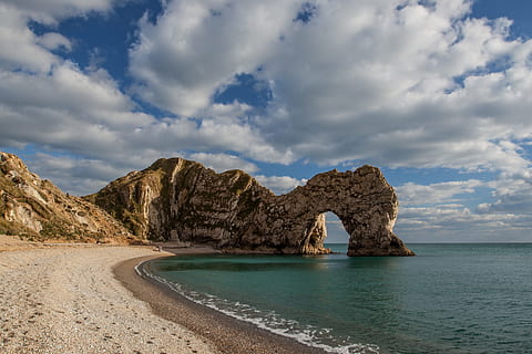 HD wallpaper: Wide angle landscape shot taken of the Jurassic Coast in ...