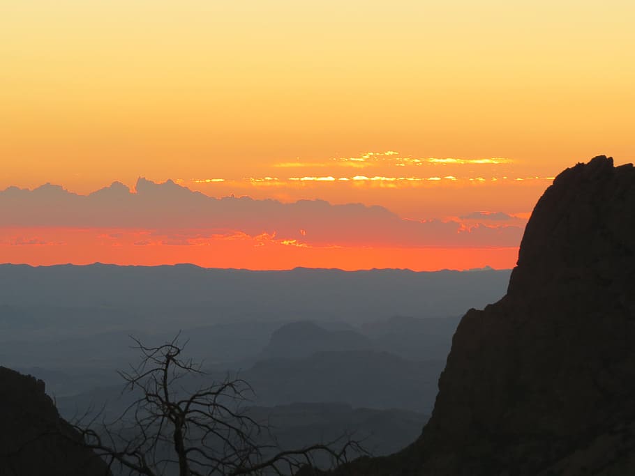Sunset, Mountains, Landscape, Rock, evening, scenics, orange color HD wallpaper