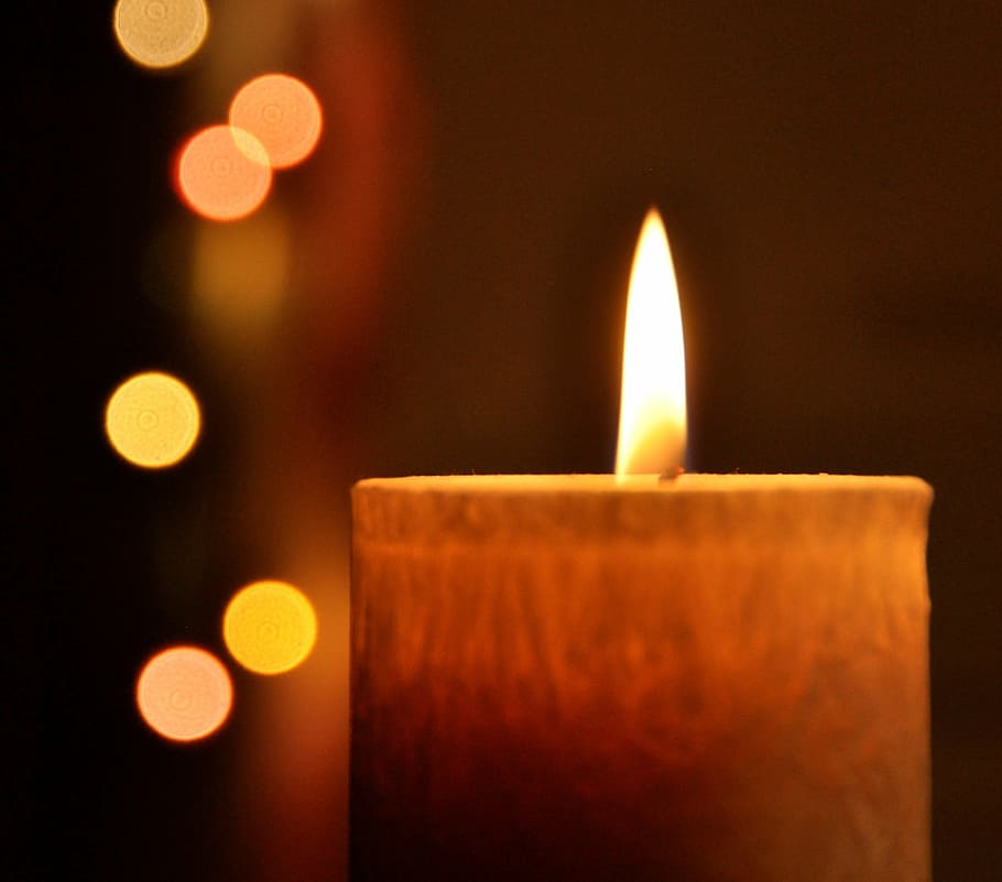 candle, flame, bokeh, dark, burning, fire, illuminated, heat - temperature HD wallpaper