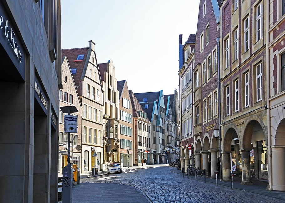 münster, westfalen, historic center, rye market, bow street, HD wallpaper