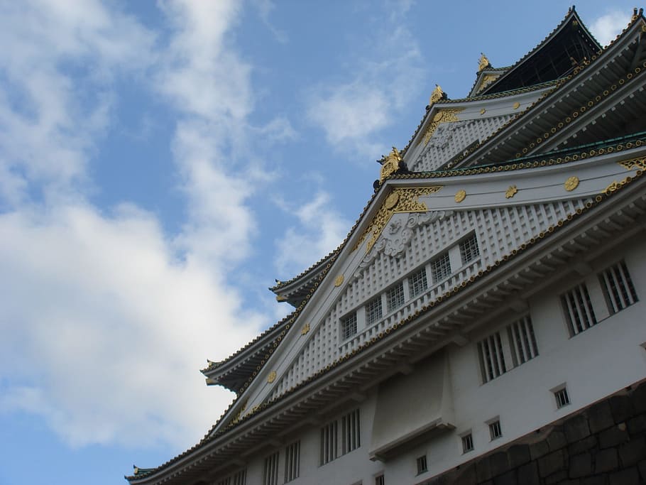Osaka Castle, Sky, architecture, building exterior, low angle view HD wallpaper