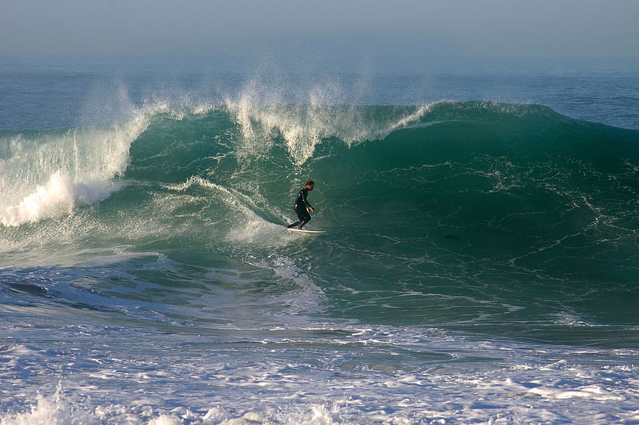 Surfer, Ocean, Wave, Surfing, Surfboard, beach, leisure activity HD wallpaper