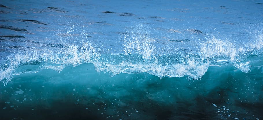 blue body of water, wave, sea, tide, summer, outdoors, ocean HD wallpaper