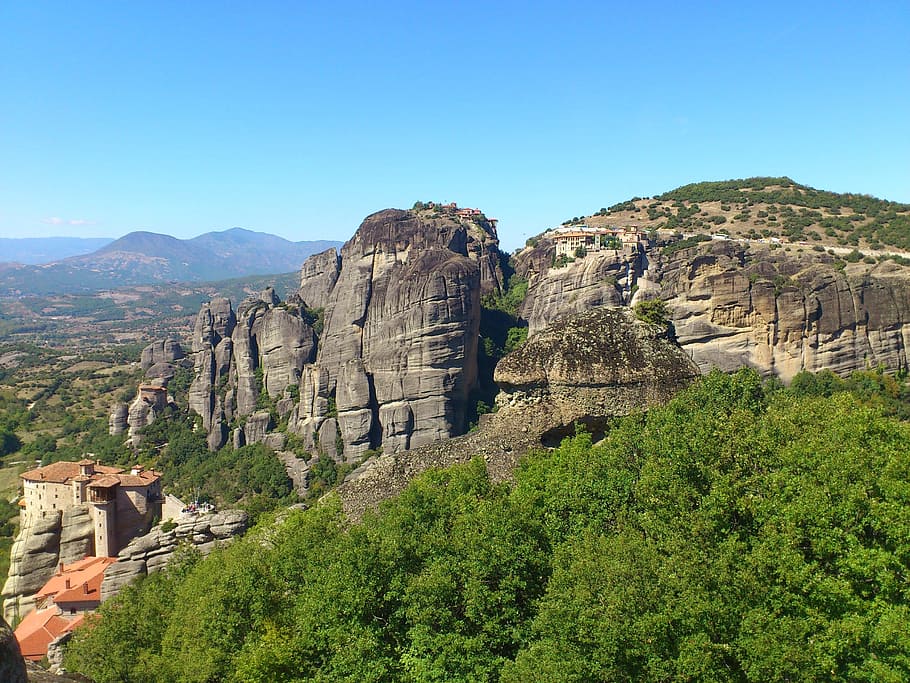 Monastery, Meteora, Greece, Olympus, landscape, nature, scenics HD wallpaper