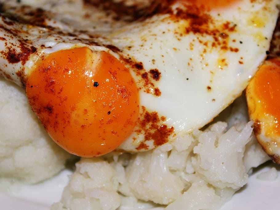 egg, yolk, fried, cauliflower, lunch, abendbrot, meal, food HD wallpaper
