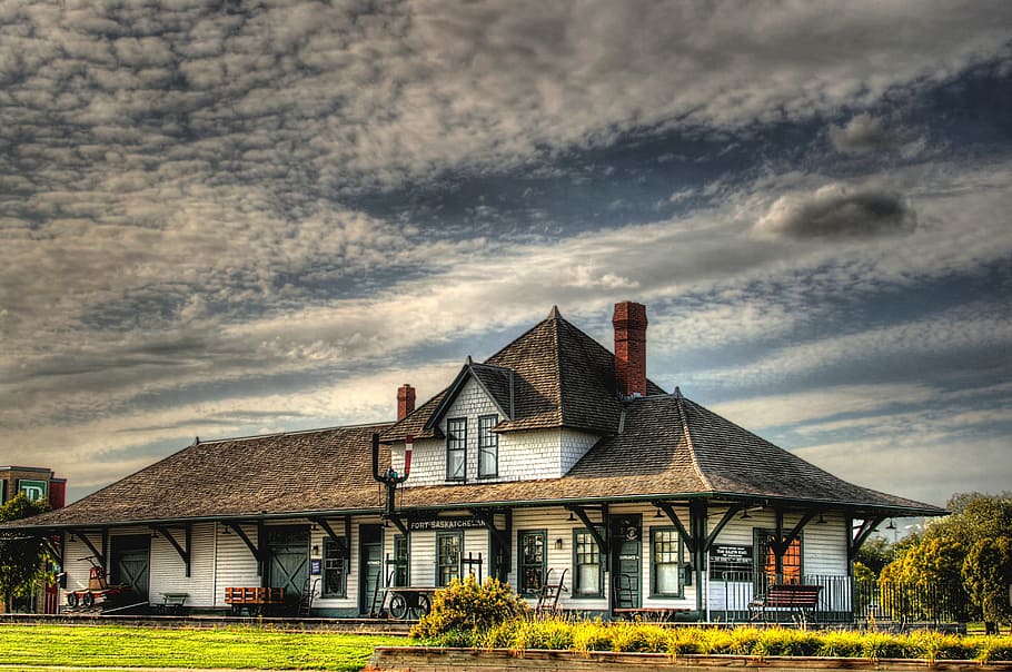 Canada, Train Station, Depot, Building, architecture, hdr, sky, HD wallpaper