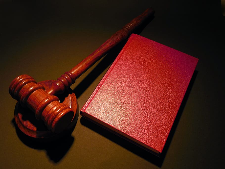 selective focus photography of gavel and red book, Hammer, Court, HD wallpaper