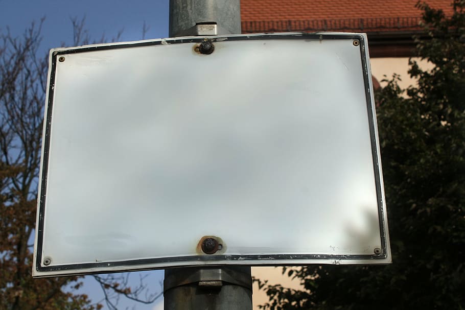 empty signboard mounted on post, shield, billboard, directory HD wallpaper