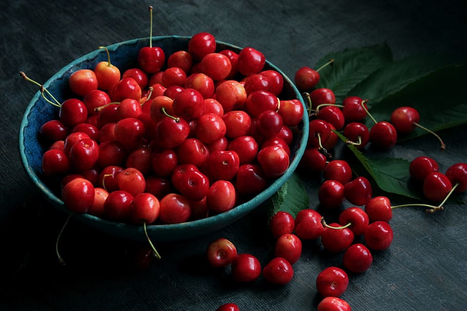 Ceramics, Fruit, Cherries, eating, the bowl, kitchen, summer HD wallpaper