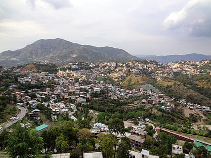 Solan, India, Mountains, Landscape, scenic, sky, clouds, city HD wallpaper