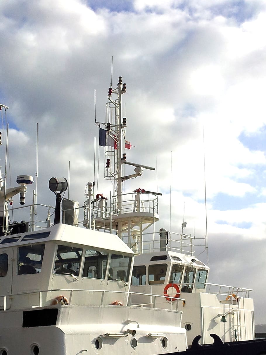 boat, ship, maritime, navigation, marine, tug, cloud - sky HD wallpaper