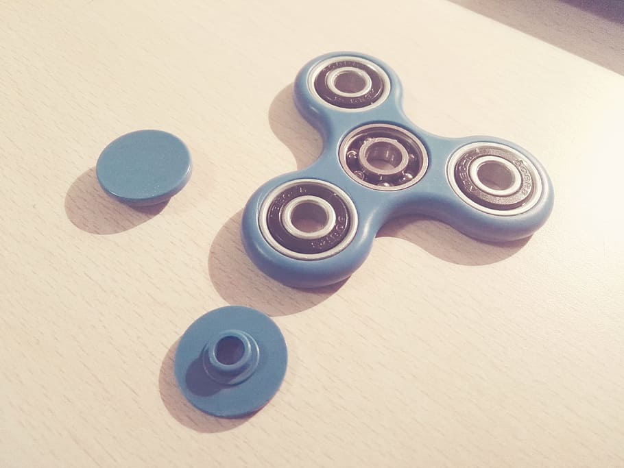 Fidget, Spinner, Game, Heavenly, blue, colorful, circles, disassembled