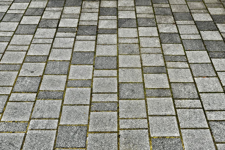 gray and brown pave blocks, patch, flooring, paving stones, concrete blocks, HD wallpaper
