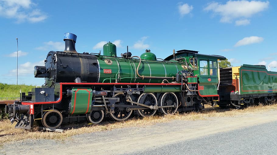 engine, old, track, train, steam, locomotive, railway, transportation