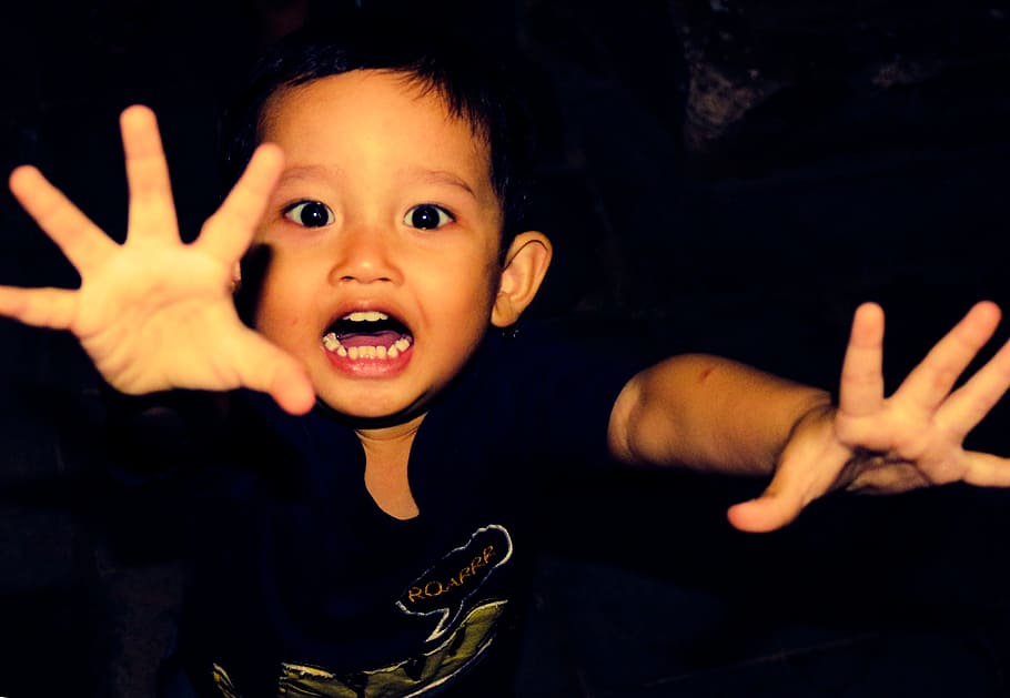 toddler boy in black crew-neck t-shirt posing for photo, baby, HD wallpaper
